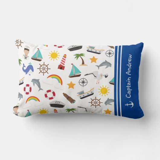 Coussin Rectangle Capitaine du jeune garçon marin nautique (Recto)