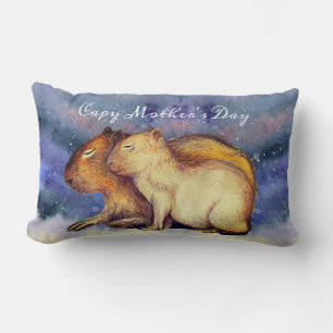 Coussin Rectangle Capy Fête des Mères Cute Capybara Baby & Maman Per