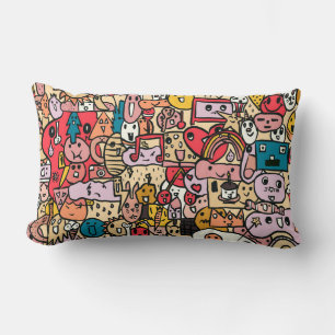Coussin Rectangle Caractère du dessin Main tiré Jeu Motif enfants