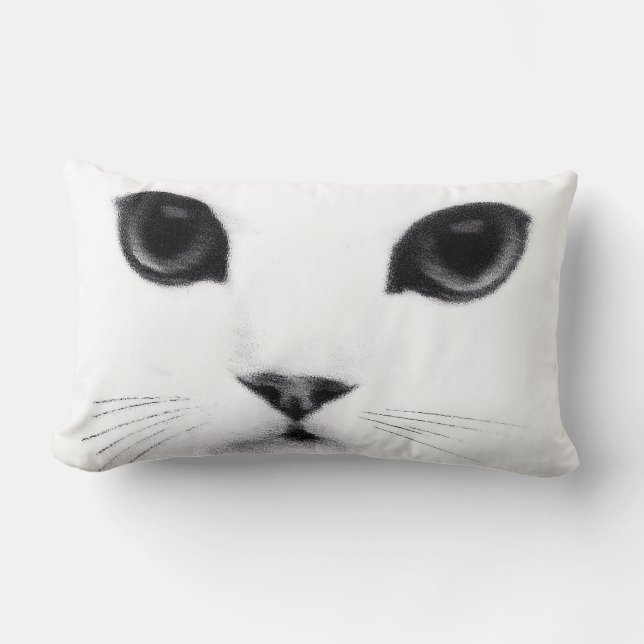 Coussin Rectangle Caractéristiques blanches noires de KittyFace (Recto)