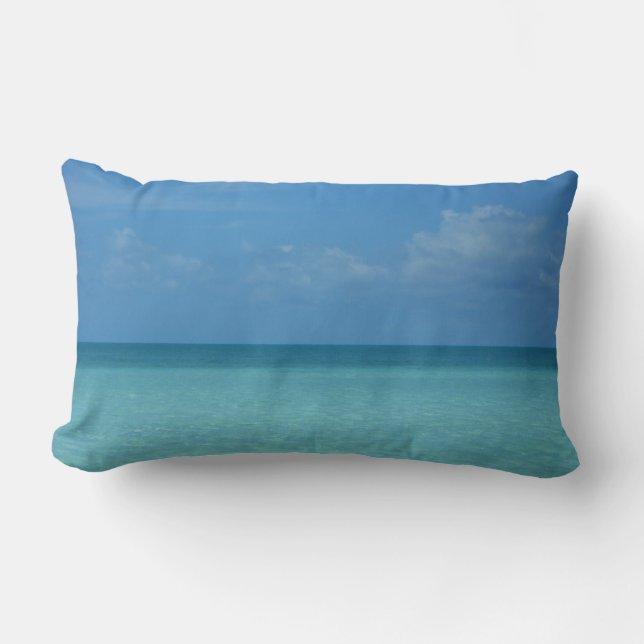 Coussin Rectangle Caraïbes Horizon Tropical Turquoise Bleu (Recto)