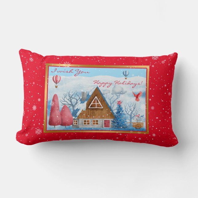 Coussin Rectangle Cardinal sur la Personnaliser du paysage (Recto)