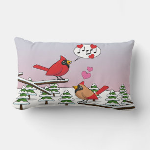 Coussin Rectangle Cardinaux du Nord Rouge mignonne Amour Paysage hiv