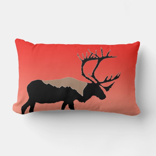 Coussin Rectangle Caribou au coucher du soleil - Art original de la  (Recto)