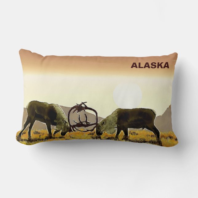 Coussin Rectangle Caribou Duel - Alaska (Recto)