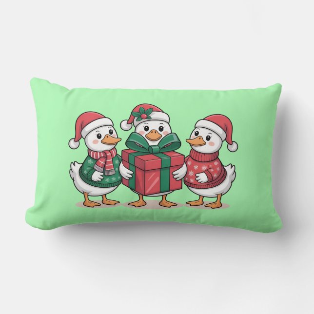 Coussin Rectangle Caricature de canards de Noël mignons Art-68105 (Recto)