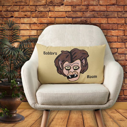 Coussin Rectangle Caricature effrayante Werewolf Fangs Brown cheveux