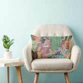 Coussin Rectangle Caricature vintage de petites filles (Chaise)