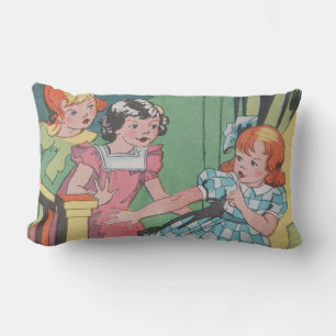 Coussin Rectangle Caricature vintage de petites filles