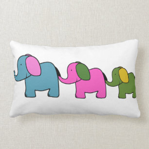 Coussin Rectangle Caricatures d'éléphants colorés bonne chance