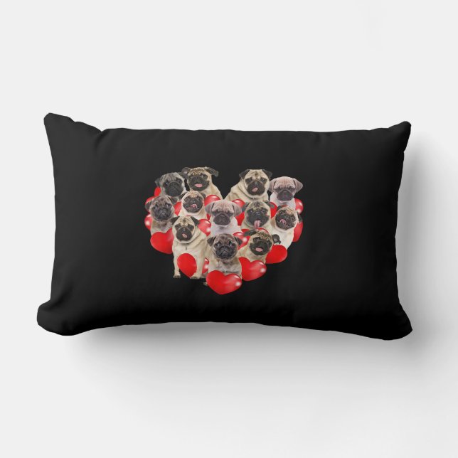 Coussin Rectangle Carlin de jour de la Saint Valentin Chien Coeur Ch (Recto)