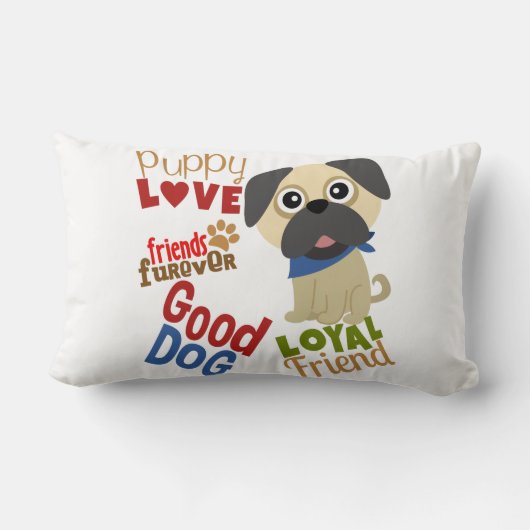 Coussin Rectangle Carlin Dog meilleur ami (Verso)