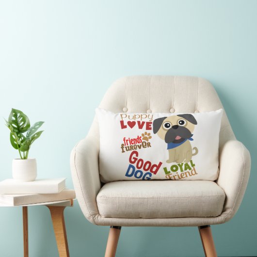Coussin Rectangle Carlin Dog meilleur ami (Chaise)