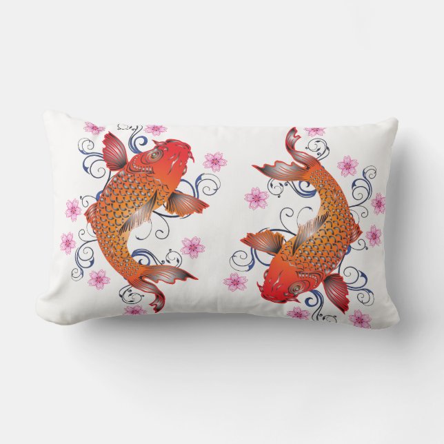 Coussin Rectangle Carpe florale de koi (Recto)