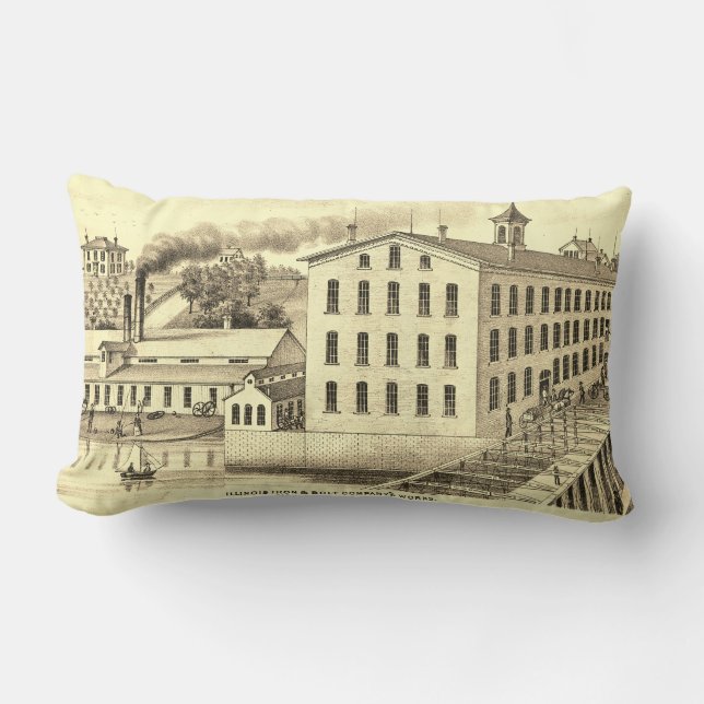 Coussin Rectangle Carpentersville Illinois 1871 Illinois Fer n Bolt (Recto)