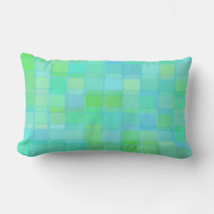 Coussin Rectangle Carré abstrait bleu, vert et turquoise