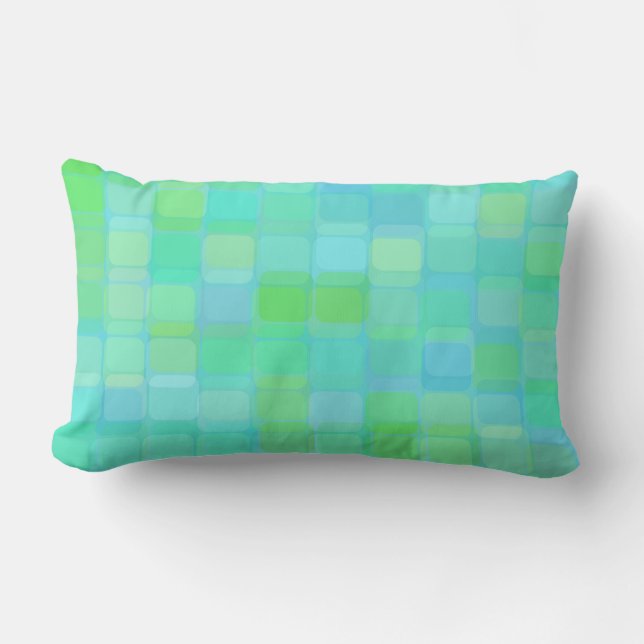 Coussin Rectangle Carré abstrait bleu, vert et turquoise (Recto)