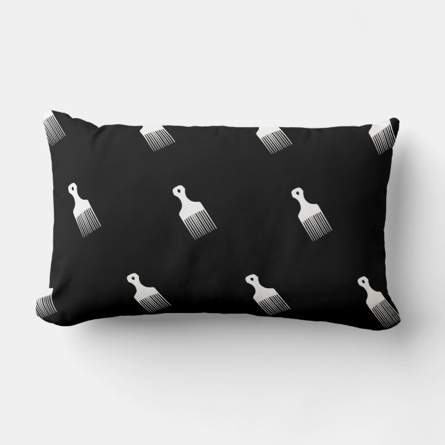 Coussin Rectangle Carreau Afro noir et blanc de peigne (Recto)