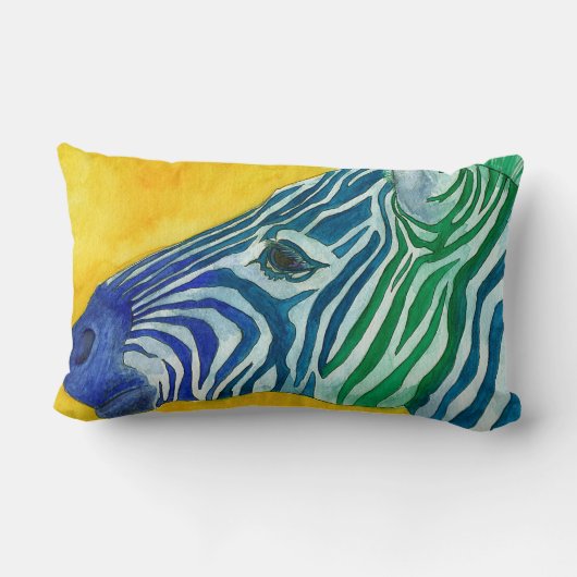 Coussin Rectangle Carreau bleu et vert de zèbre (Verso)