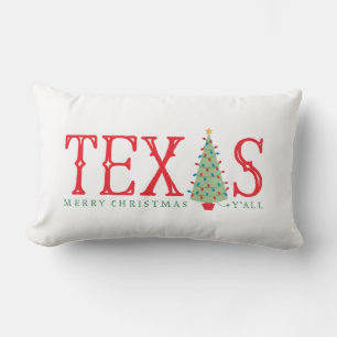 Coussin Rectangle Carreau d'arbre de Noël du Texas