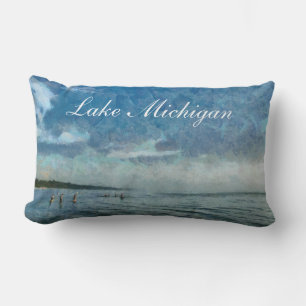 Coussin Rectangle Carreau de baigneurs du lac Michigan