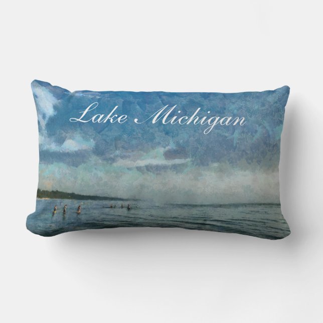 Coussin Rectangle Carreau de baigneurs du lac Michigan (Recto)