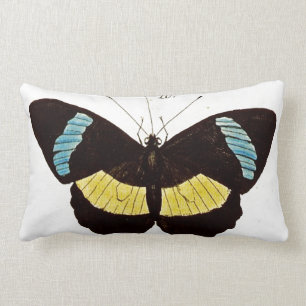 Coussin Rectangle Carreau de papillon dans le noir, l'Aqua et le