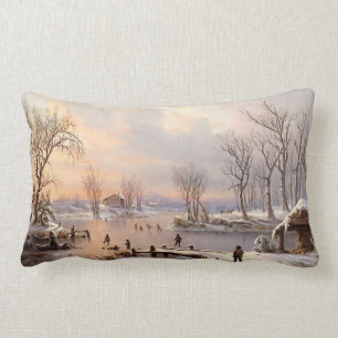 Coussin Rectangle Carreau de pays de neige d'hiver de patinage de