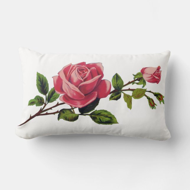 Coussin Rectangle Carreau de rose rouge (Recto)