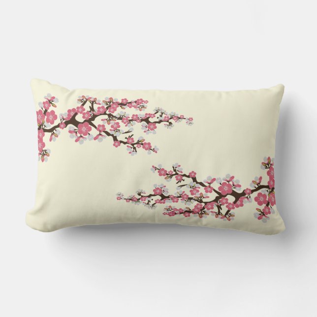 Coussin Rectangle Carreau de Sakura de fleurs de cerisier (rose) (Recto)