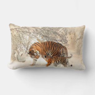 Coussin Rectangle Carreau de tigres d'hiver