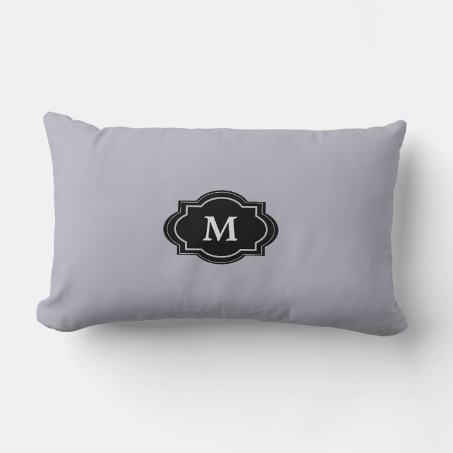 Coussin Rectangle Carreau élégant de monogramme moderne de gris bleu (Recto)