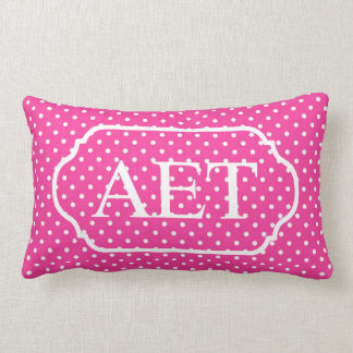 Coussin Rectangle Carreau grec de rose et blanc de lettre de