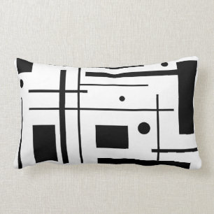 Coussin Rectangle Carreau noir et blanc de Lumbar d'art abstrait