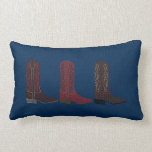 Coussin Rectangle Carreau occidental de bottes, bleu