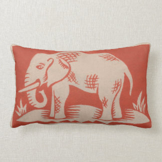 Coussin Rectangle Carreau orange d'art d'éléphant des années 10
