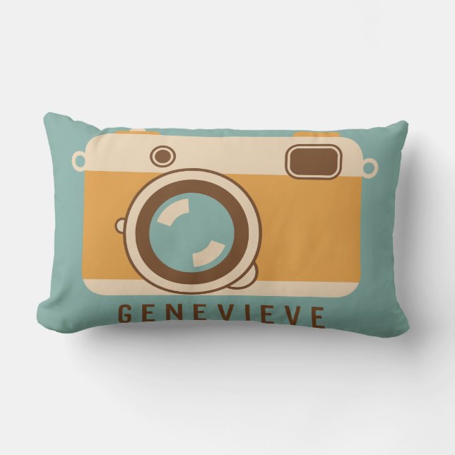 Coussin Rectangle Carreau personnalisé rétro par appareil-photo (Recto)