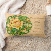 Coussin Rectangle Carreau rose d'anniversaire de mariage d'or (Couverture)