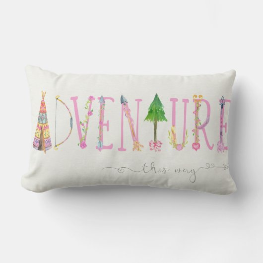 Coussin Rectangle Carreau rose de Teepee d'aventure de bébé de Boho (Recto)
