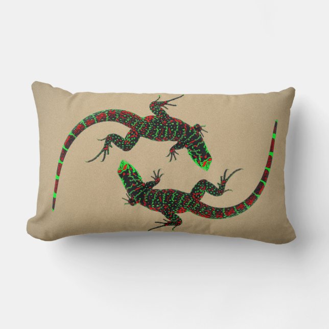 Coussin Rectangle Carreaux de céramique Yin Yang Lizards Brown (Recto)