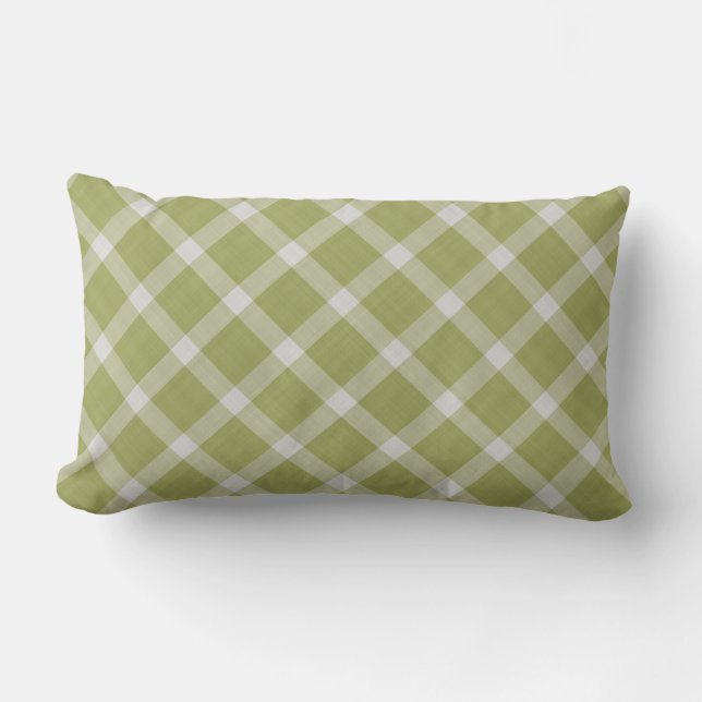 Coussin Rectangle Carreaux Gingham Vert Kaki (Recto)