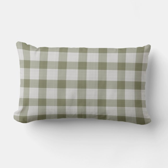 Coussin Rectangle Carreaux Gingham Vert Olive Haze (Recto)