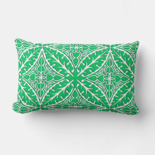 Coussin Rectangle Carreaux marocains - vert jade et blanc