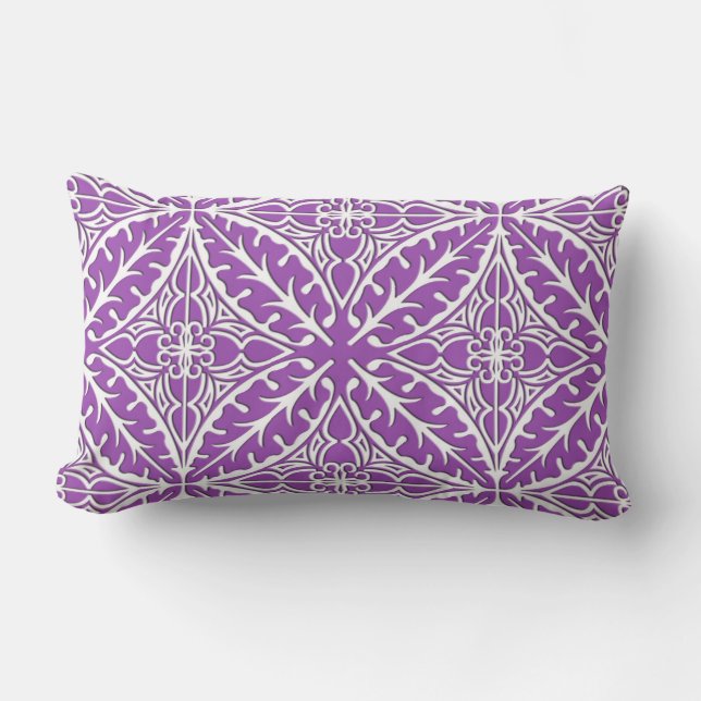 Coussin Rectangle Carreaux marocains - violet et blanc (Recto)
