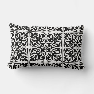 Coussin Rectangle Carrelage marocain - blanc avec arrière - plan noi