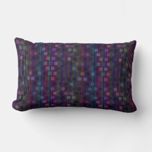 Coussin Rectangle Carrés bleus, verts, violets, roses avec des rayur