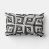 Coussin Rectangle Carrés concentriques d'art bleu marine sur fond bl (Verso)