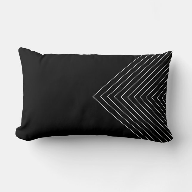Coussin Rectangle Carrés nichés en noir et blanc (Recto)