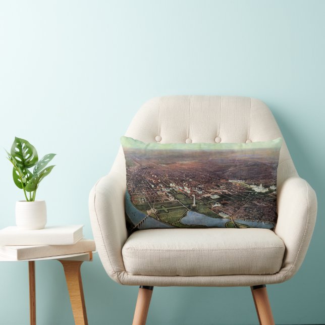 Coussin Rectangle Carte ancienne de Washington DC et de la rivière P (Chaise)