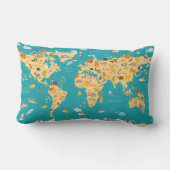 Coussin Rectangle Carte animale du monde pour des enfants (Verso)